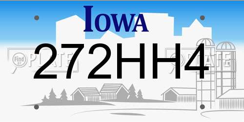 272HH4 Iowa License Plate
