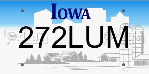 272LUM Iowa License Plate