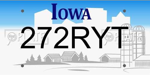 272RYT Iowa License Plate