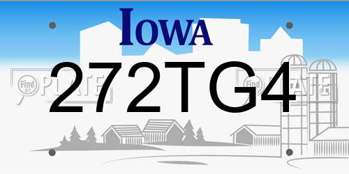 272TG4 Iowa License Plate