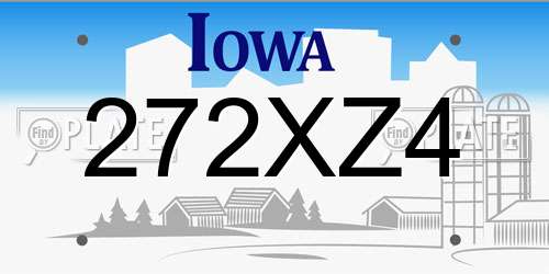 272XZ4 Iowa License Plate