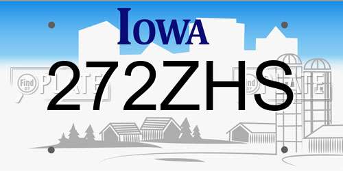 272ZHS Iowa License Plate