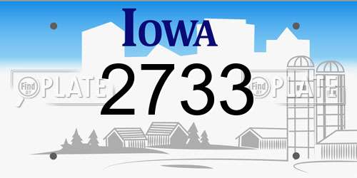 2733 Iowa License Plate