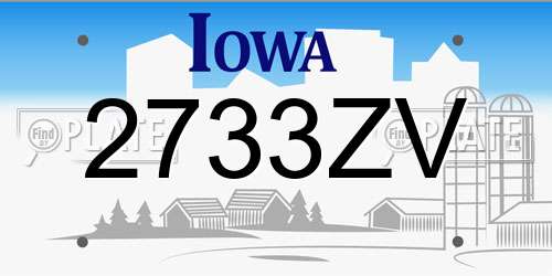 2733ZV Iowa License Plate