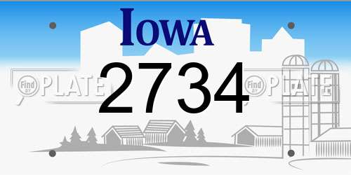2734 Iowa License Plate