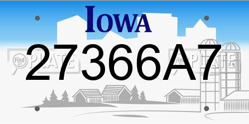 27366A7 Iowa License Plate