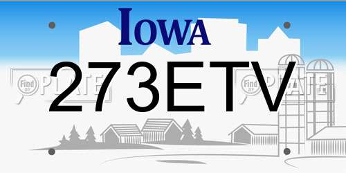 273ETV Iowa License Plate