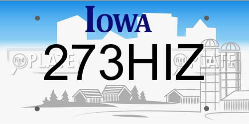 273HIZ Iowa License Plate
