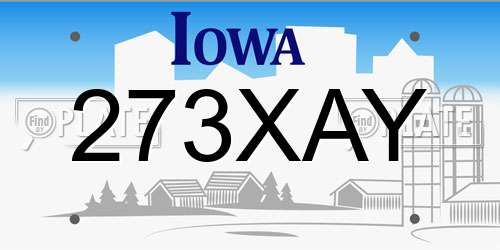 273XAY Iowa License Plate
