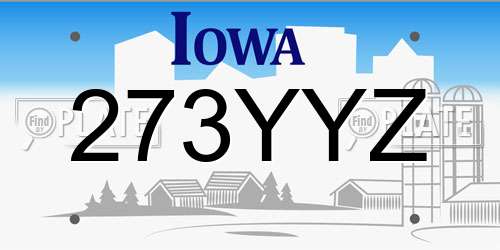 273YYZ Iowa License Plate