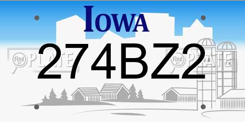 274BZ2 Iowa License Plate