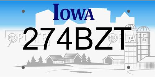 274BZT Iowa License Plate