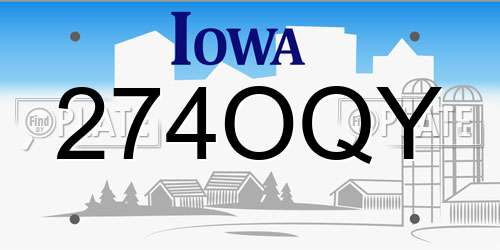 274OQY Iowa License Plate