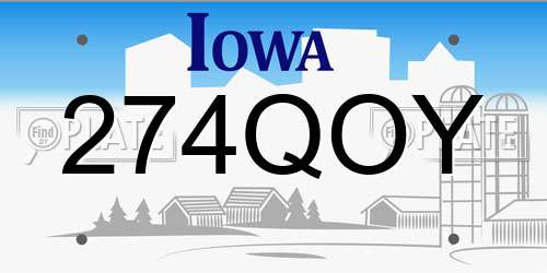 274QOY Iowa License Plate