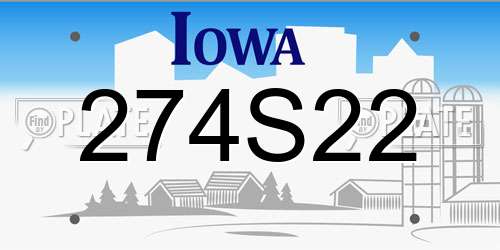 274S22 Iowa License Plate