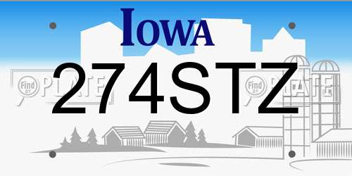 274STZ Iowa License Plate