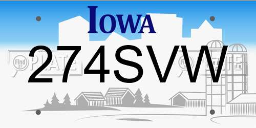 274SVW Iowa License Plate
