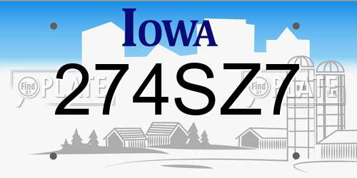 274SZ7 Iowa License Plate