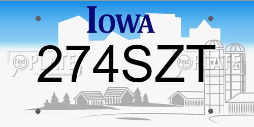 274SZT Iowa License Plate