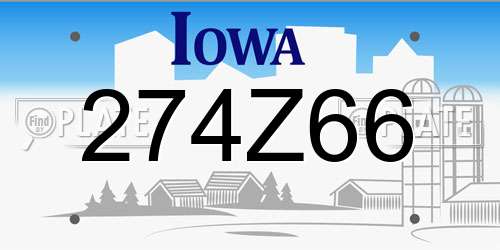 274Z66 Iowa License Plate