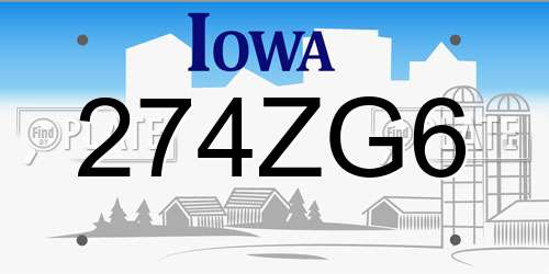 274ZG6 Iowa License Plate