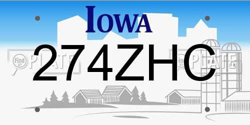 274ZHC Iowa License Plate