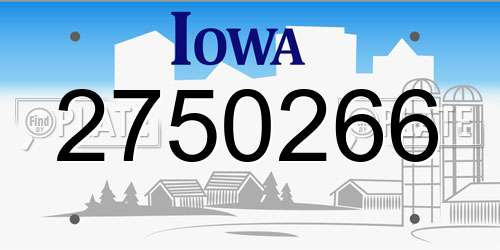 2750266 Iowa License Plate