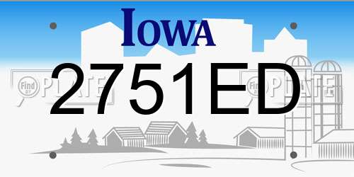 2751ED Iowa License Plate
