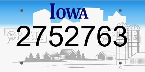 2752763 Iowa License Plate