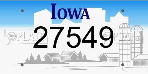27549 Iowa License Plate