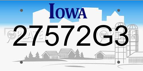27572G3 Iowa License Plate