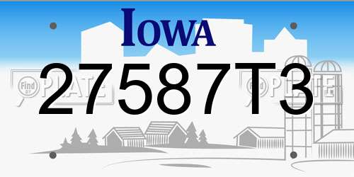 27587T3 Iowa License Plate