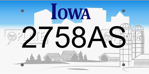 2758AS Iowa License Plate