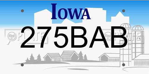 275BAB Iowa License Plate