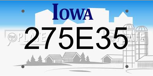 275E35 Iowa License Plate
