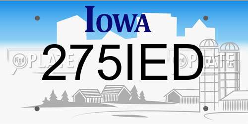 275IED Iowa License Plate