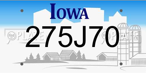 275J70 Iowa License Plate