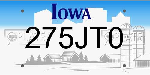275JT0 Iowa License Plate
