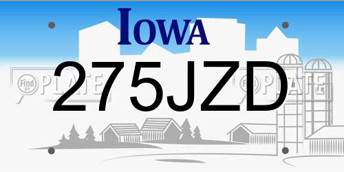 275JZD Iowa License Plate