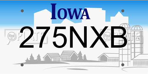 275NXB Iowa License Plate