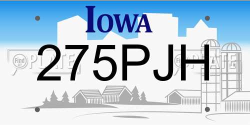 275PJH Iowa License Plate