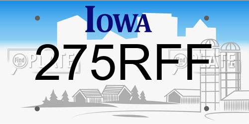275RFF Iowa License Plate