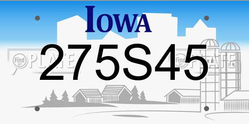275S45 Iowa License Plate