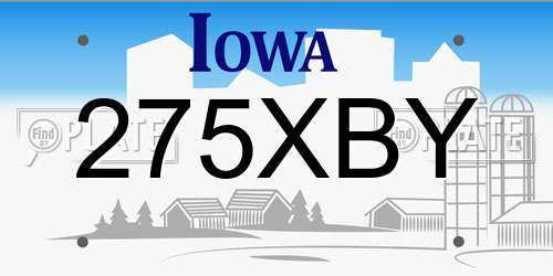275XBY Iowa License Plate
