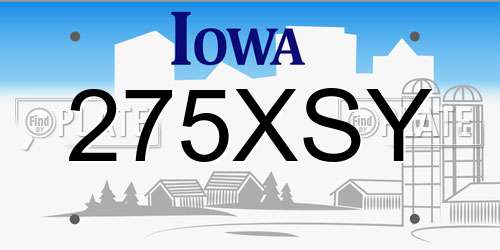 275XSY Iowa License Plate