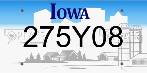 275Y08 Iowa License Plate