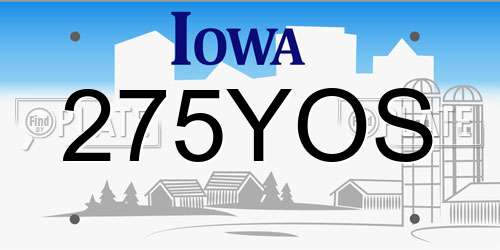 275YOS Iowa License Plate