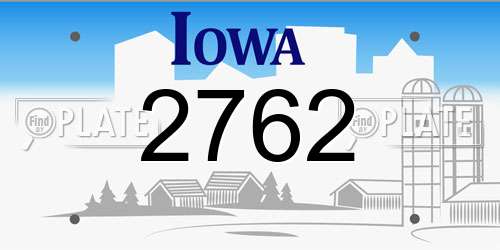 2762 Iowa License Plate