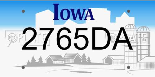 2765DA Iowa License Plate