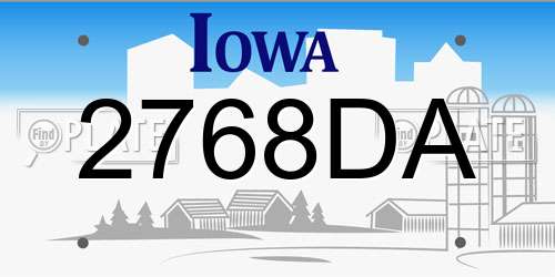 2768DA Iowa License Plate